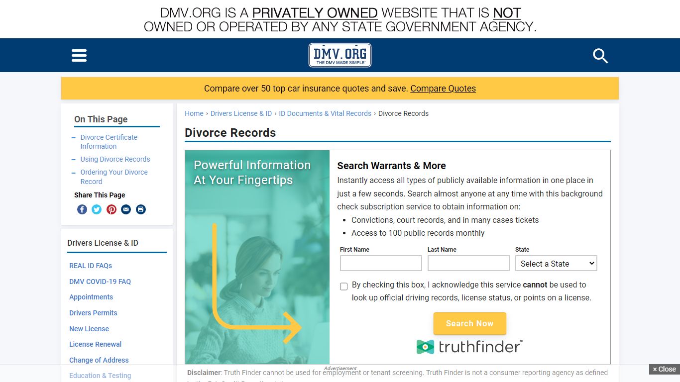 Divorce Records | DMV.ORG