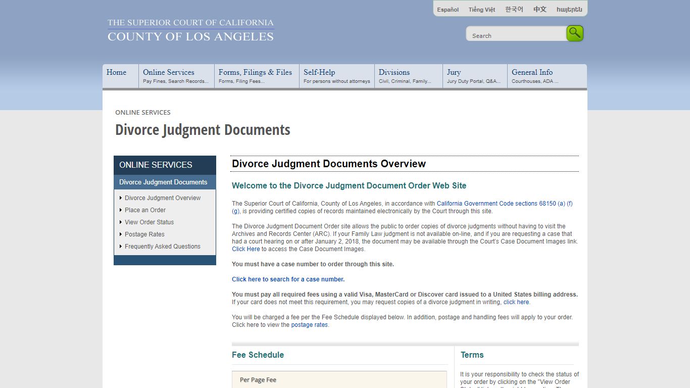 LASC - Divorce Judgment Documents